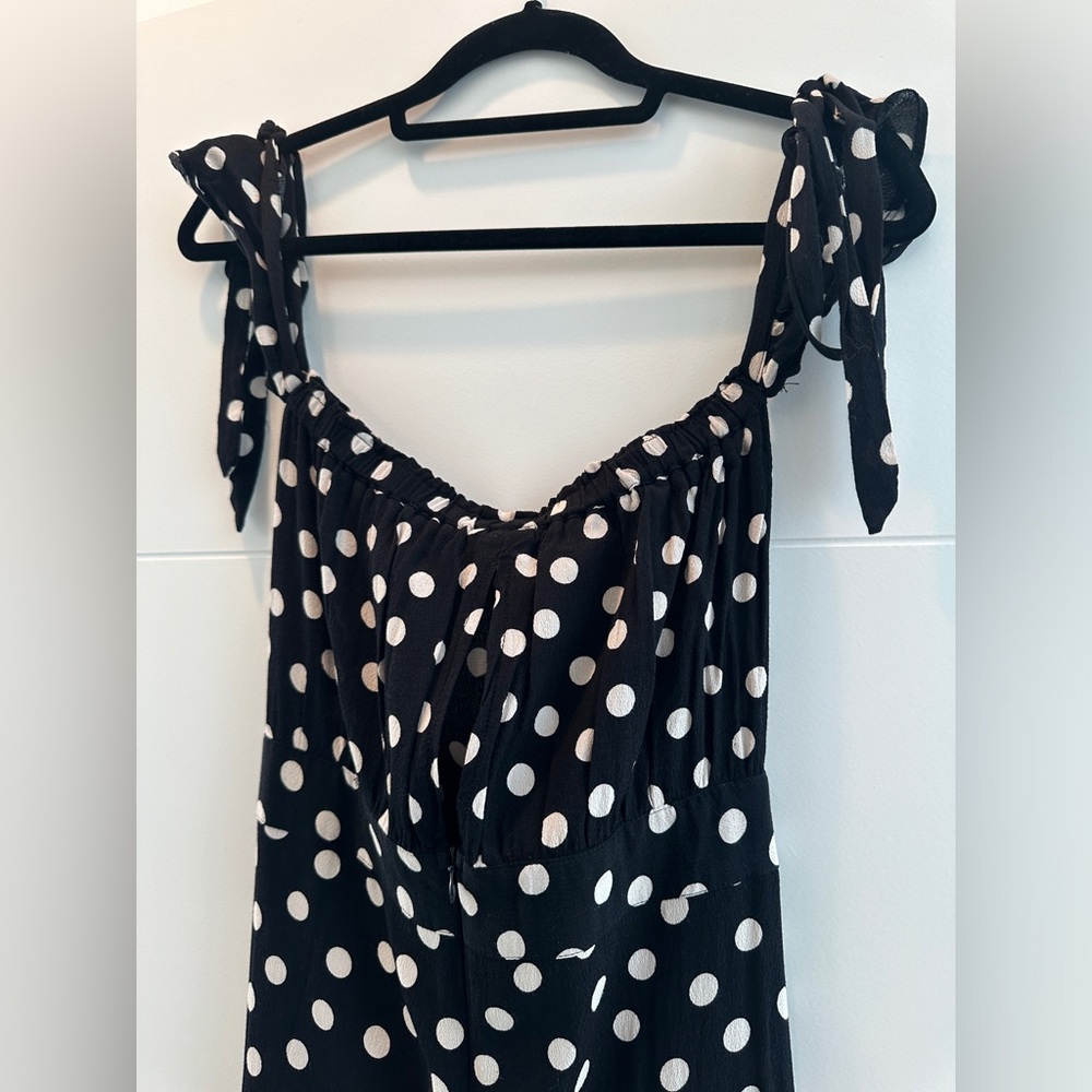 Olivaceous Black & White Polka Dot Off-Shoulder Maxi Dress | M - Picture 11 of 13